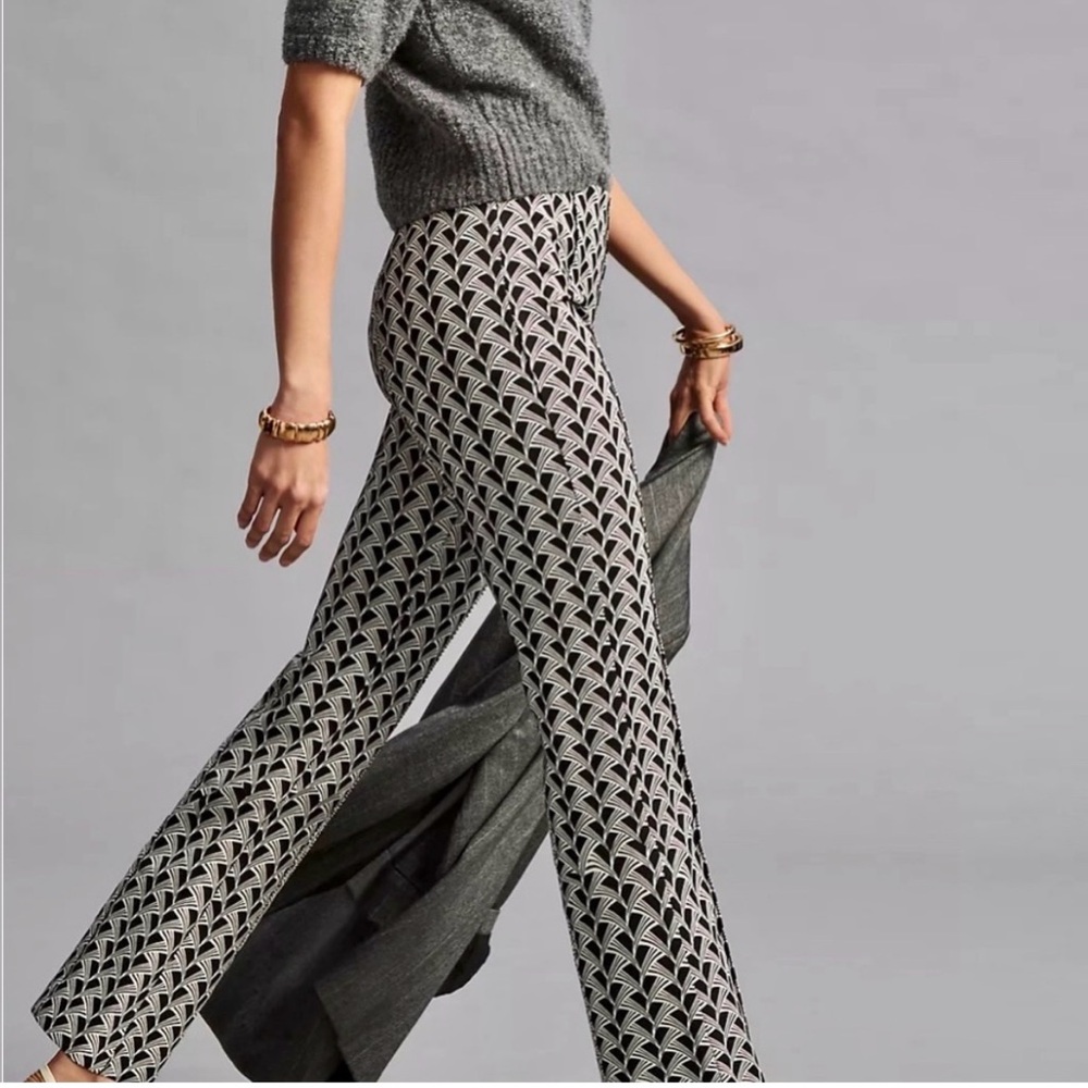Anthropologie Maeve The Margot black white geometric pull on women’s pants XXS
